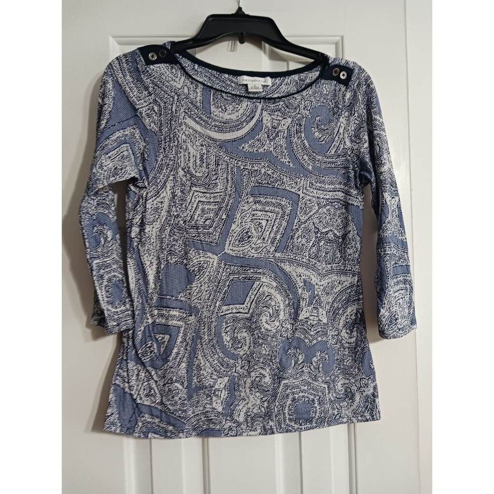 Women's Liz Claiborne 3/4 Sleeve Blue Blouse Size XS/S Top